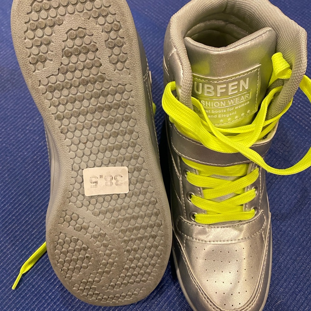 Ubfen silver sneakers.  Used once.  Beautiful silver color.